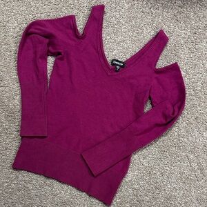 Bebe Fuchsia Cold Shoulder Top
